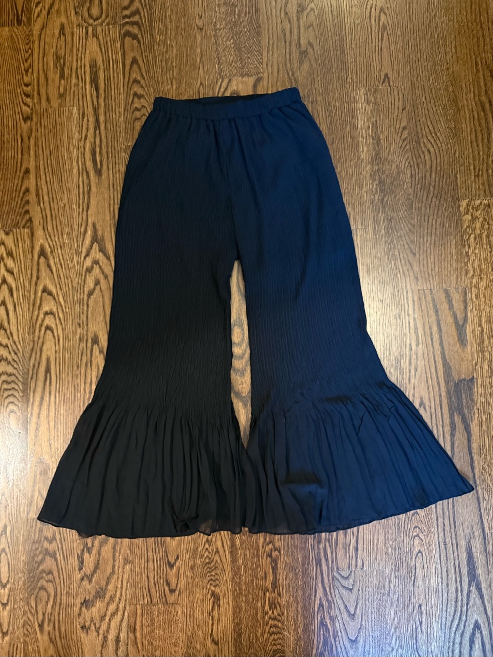 Women's Black Flared Ruffle Hem Pants